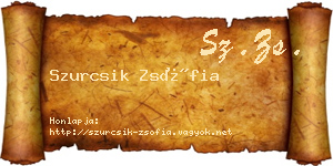 Szurcsik Zsófia névjegykártya