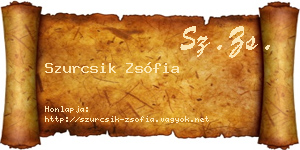 Szurcsik Zsófia névjegykártya